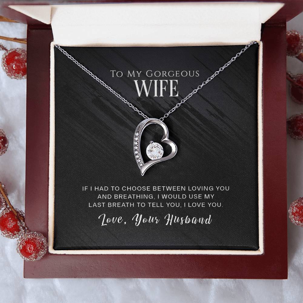 To My Wife, I Love You White Gold Forever Love Necklace