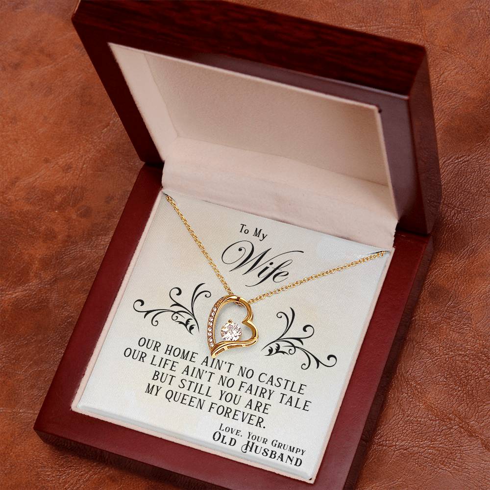 To My Wife, You Are My Queen Forever White Gold Forever Love Necklace