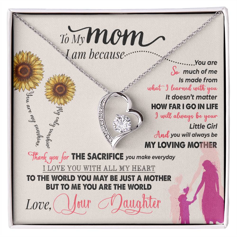 To My Mom, Thank You For Everything White Gold Forever Love Necklace