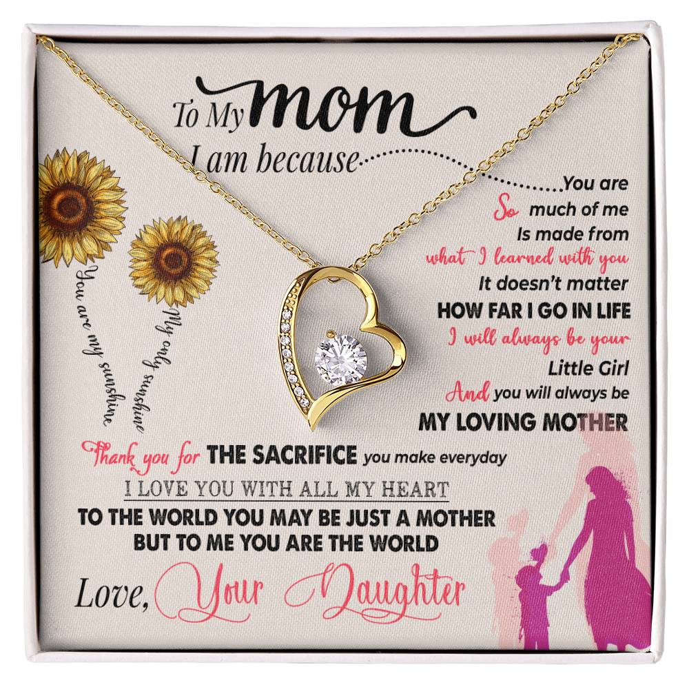To My Mom, Thank You For Everything White Gold Forever Love Necklace