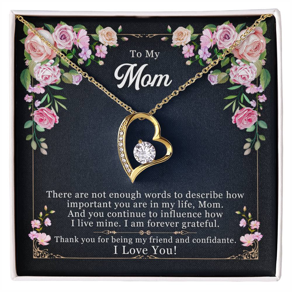 To My Mom, Thank yOU For Being My Friend White Gold Forever Love Necklace