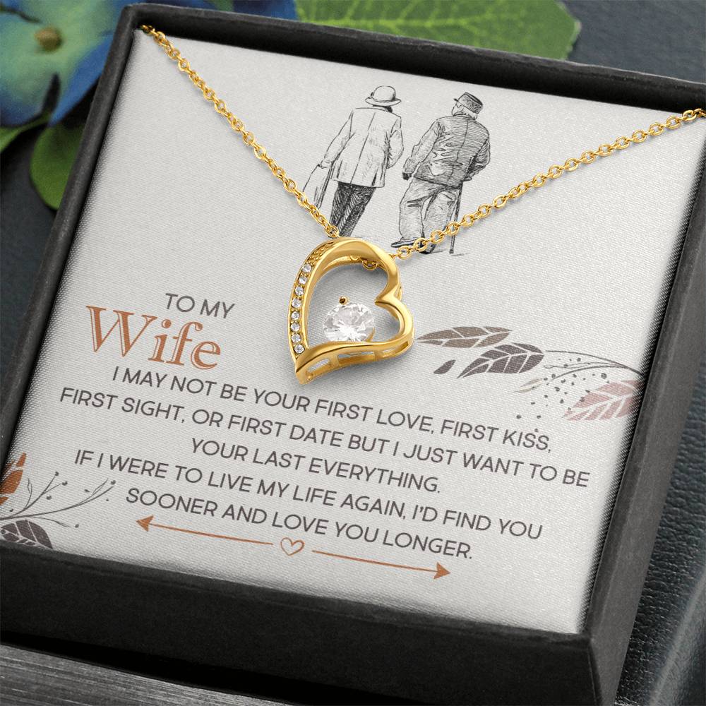 To My Wife, I Just Want To Be Your Last Everything White Gold Forever Love Necklace