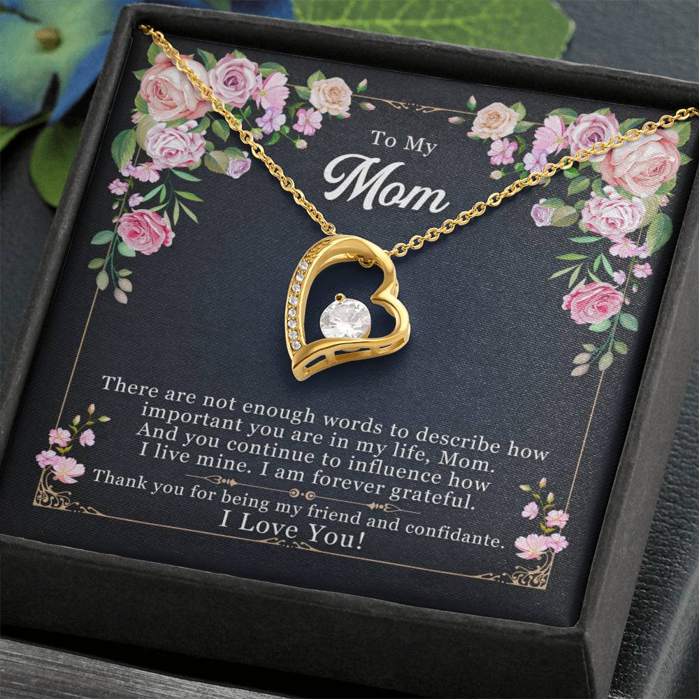 To My Mom, Thank yOU For Being My Friend White Gold Forever Love Necklace