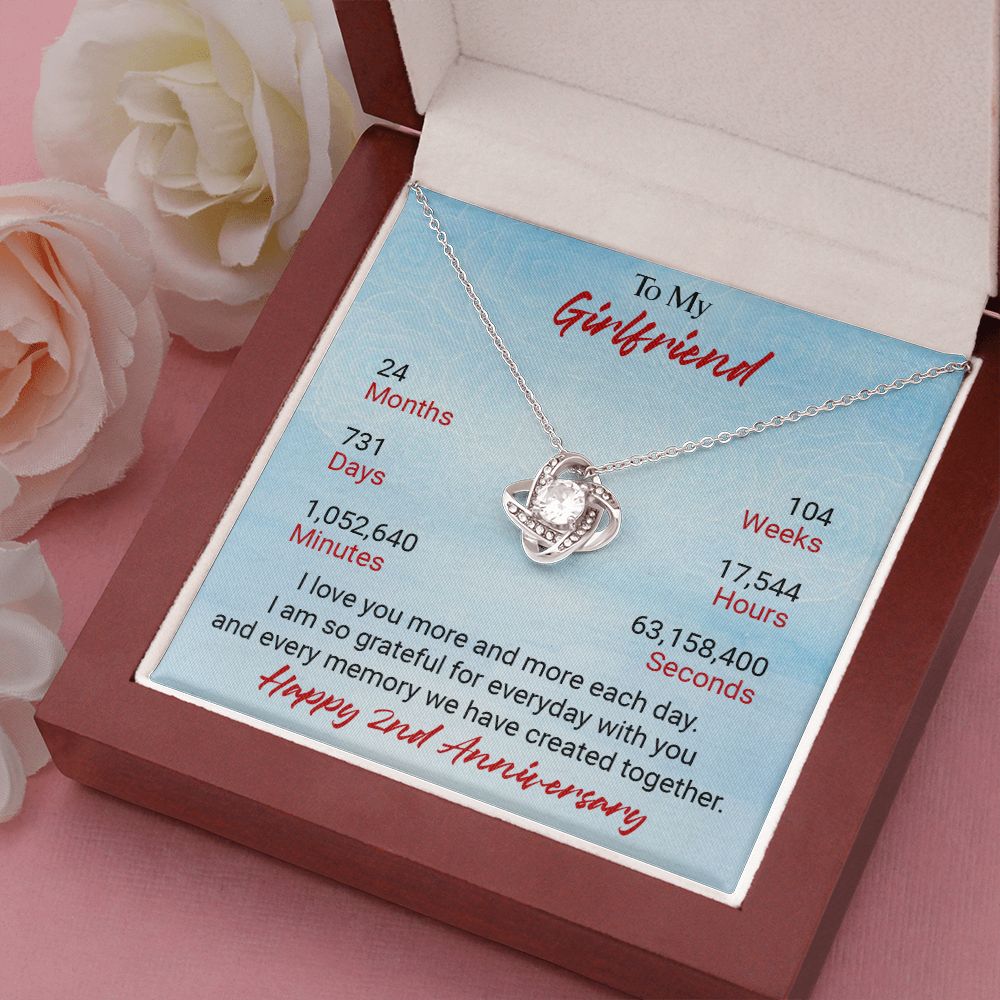 CardWelry 2nd Anniversary Gift for Girlfriend, necklace 14K White Gold Finish Luxury Box