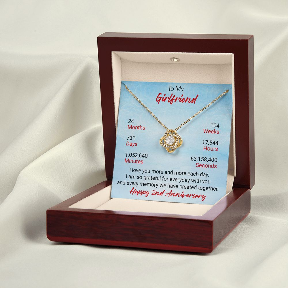 CardWelry 2nd Anniversary Gift for Girlfriend, necklace 18K Yellow Gold Finish Luxury Box