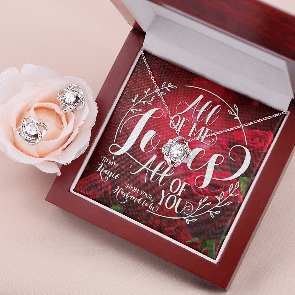 CardWelry All Of Me Loves All Of You Valentines Gifts To Fiancé, From Husband To Be, with Gorgeous Earing and Necklace Set Jewelry Mahogany Style Luxury Box