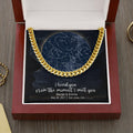 CardWelry Anniversary Gift for Him, Personalized Special Moments Star Map Moon Cuban Link Necklace V1 Customizer Gold w/Mahogany Style Box (w/LED) Two Toned Box Mahogany Style Box (W/LED)