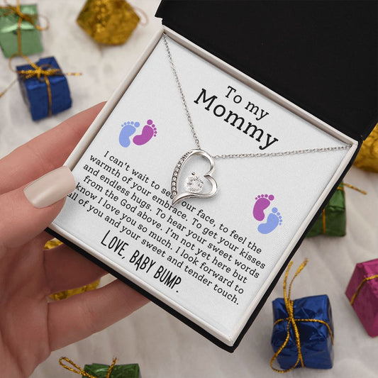 To My Mommy, I Can't Wait To See Yiur Face, White Gold Forever Love Necklace