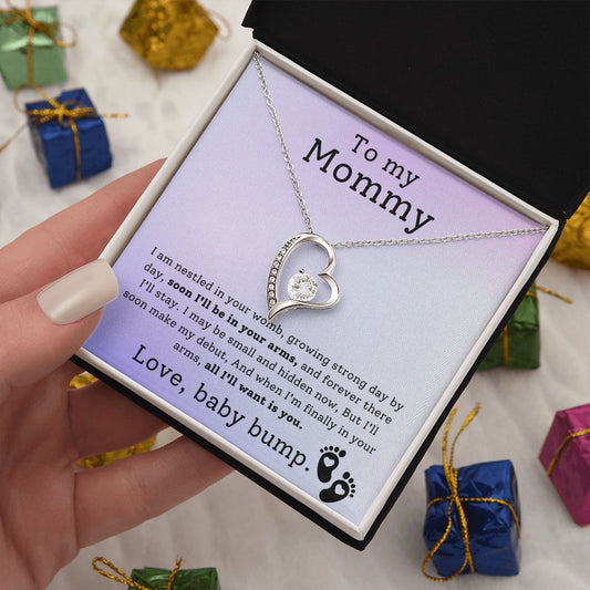 To My Mommy, All I want Is You, Baby Bump, Mom to Be Necklace Gift