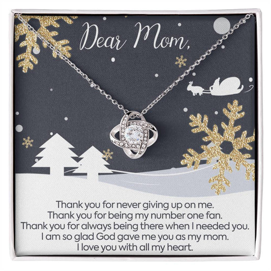 CARDWELRYJewelryChristmas Gift for Dear Mom With All My Heart - Love Knot CardWelry Necklace Gift
