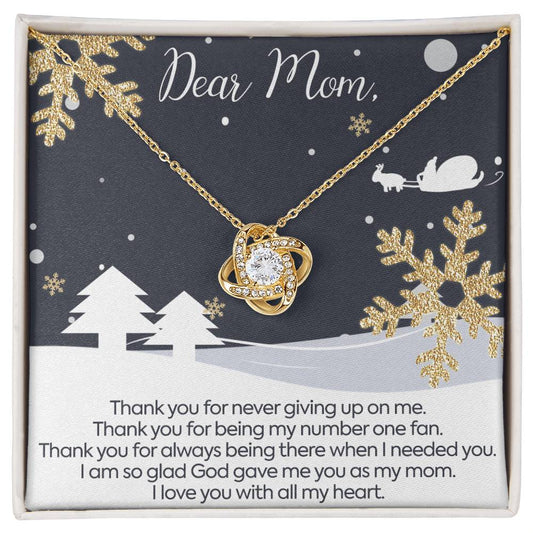 CARDWELRYJewelryChristmas Gift for Dear Mom With All My Heart - Love Knot CardWelry Necklace Gift