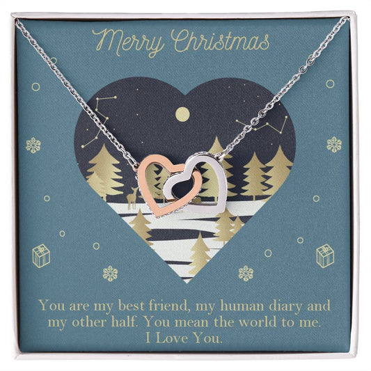 CARDWELRYJewelryChristmas Gift - You Are My Best Friend, I Love You - Interlocking Hearts Necklace