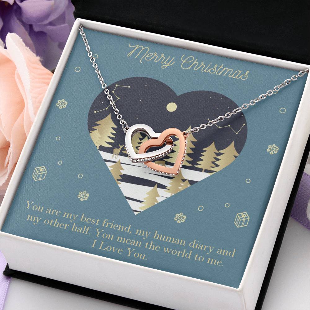 CARDWELRYJewelryChristmas Gift - You Are My Best Friend, I Love You - Interlocking Hearts Necklace