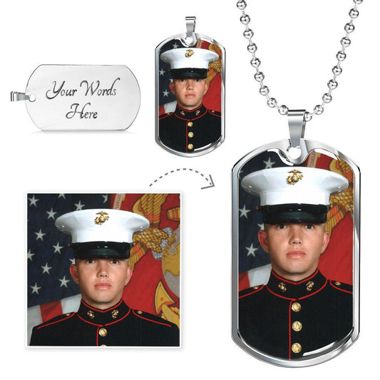 CardWelry Design By Moms - Photo Dog Tag Military Ball Chain Necklace Jewelry Military Chain (Silver) Yes