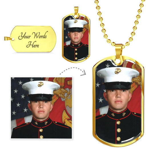 CardWelry Design By Moms - Photo Dog Tag Military Ball Chain Necklace Jewelry Military Chain (Gold) Yes