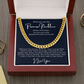 CardWelry Engagement Gift Promise Necklace Always Remember, Romantic Gift for Him Jewelry 14K Gold Over Stainless Steel Cuban Link Chain Luxury Box