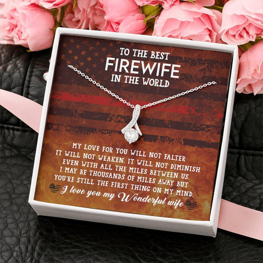 CardWelry Fire fighter Wife Gift, To The Best Firewife In the World Necklace Gift for Fire Wife, Fire Fighter Wife Birthday Gift, from Husband Jewelry