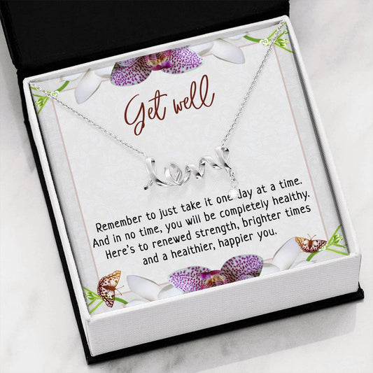 CardWelry Get Well Soon Gift, Feel Better Cheer Up Gift, Surgery Illness Sickness Gift, Stay Strong Cancer Recovery Necklace Jewelry