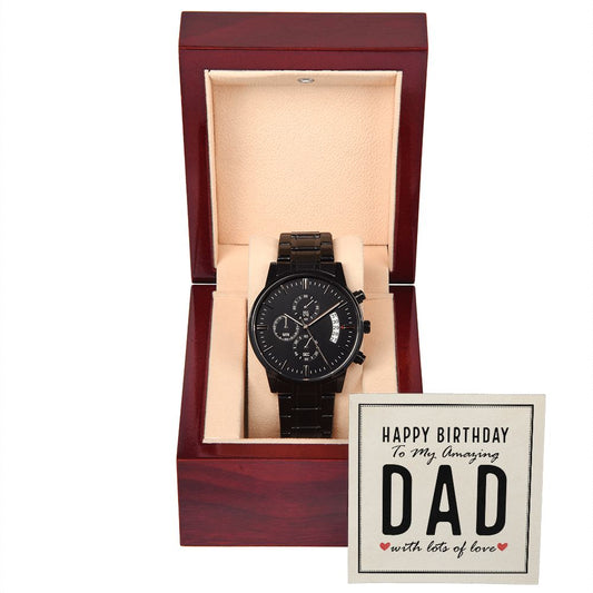 CardWelry Gift for Dad, Happy Birthday To My Amazing Chronograph Watch Birthday Gifts for Dad Jewelry