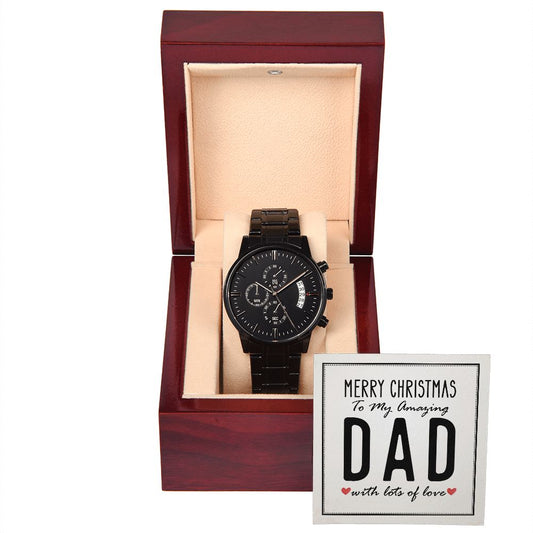 CardWelry Gift for Dad, Merry Christmas To My Amazing Dad Chronograph Watch Christmas Gifts for Dad Jewelry