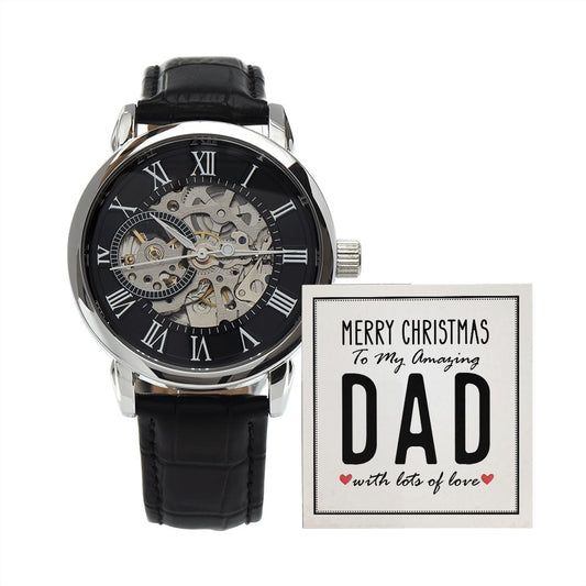 CardWelry Gift for Dad, Merry Christmas To My Amazing Dad Open Work Watch. Christmas Gifts for Dad Jewelry Default Title