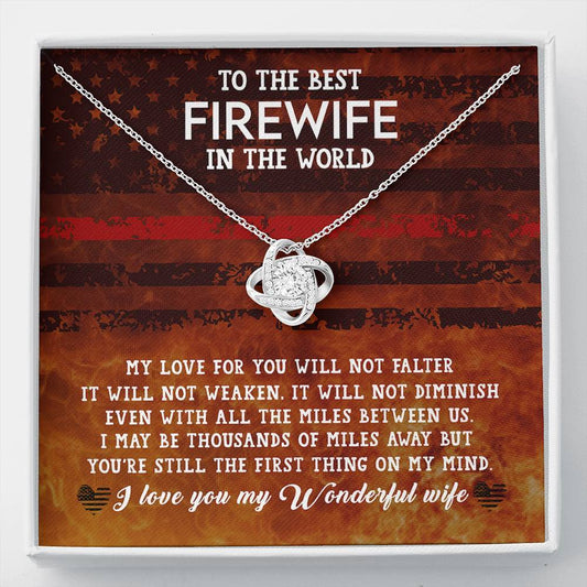 CardWelry Gift for Firefighter Wife, To The Best Firewife Love Knot Necklace, Fireman Wife Gift, Firefighter Wife Jewelry Gift for Her from Husband Jewelry Standard Box