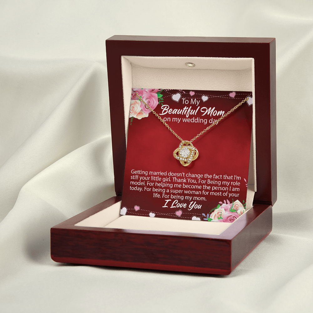 CardWelry Gift From Bride to Mom, To My Beautiful Mom on My Wedding Day Love Knot Necklace Jewelry