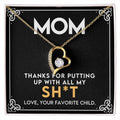 CARDWELRYJewelryMom Thanks for Putting up... White Gold Forever Love CardWelry Necklace