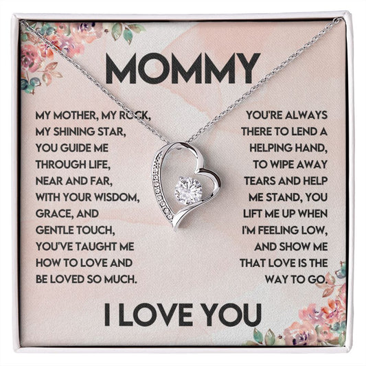 CARDWELRYJewelryMommy, My Mother, My Rock, White Gold Forever Love CardWelry Necklace