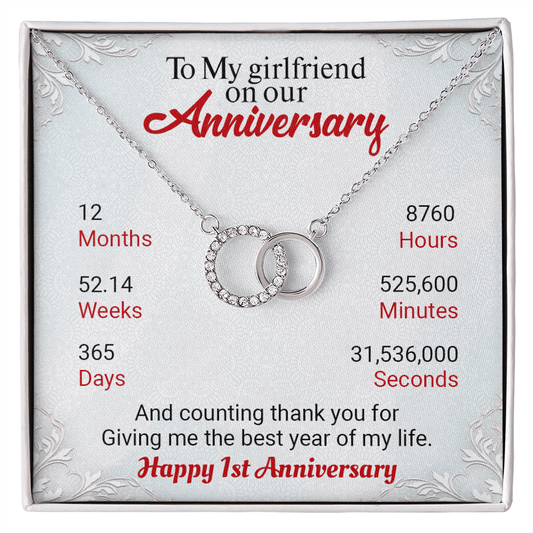 CardWelry Necklace To My Girlfriend on our Anniversary, Girlfriend Perfect Pair Necklace 1 Year Anniversary Gift from Boyfriend Jewelry Standard Box