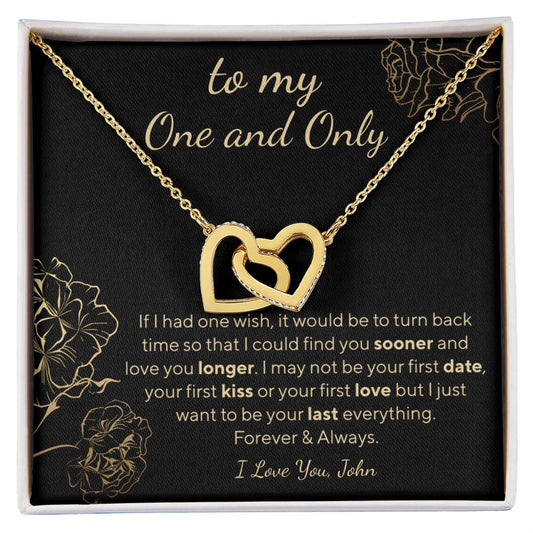 CARDWELRYJewelryPersonalize Gift for your Soulmate, Wife, Girlfriend, or Fiancé - If I had one wish - Inter Locking Hearts Necklace