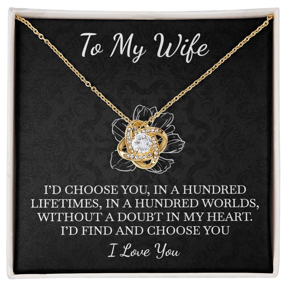 CARDWELRYJewelryPersonalized Gift To Wife, To Soulmate, To Darling Babe, I'd Choose You - Love Knot Cardwelry Necklace Gift