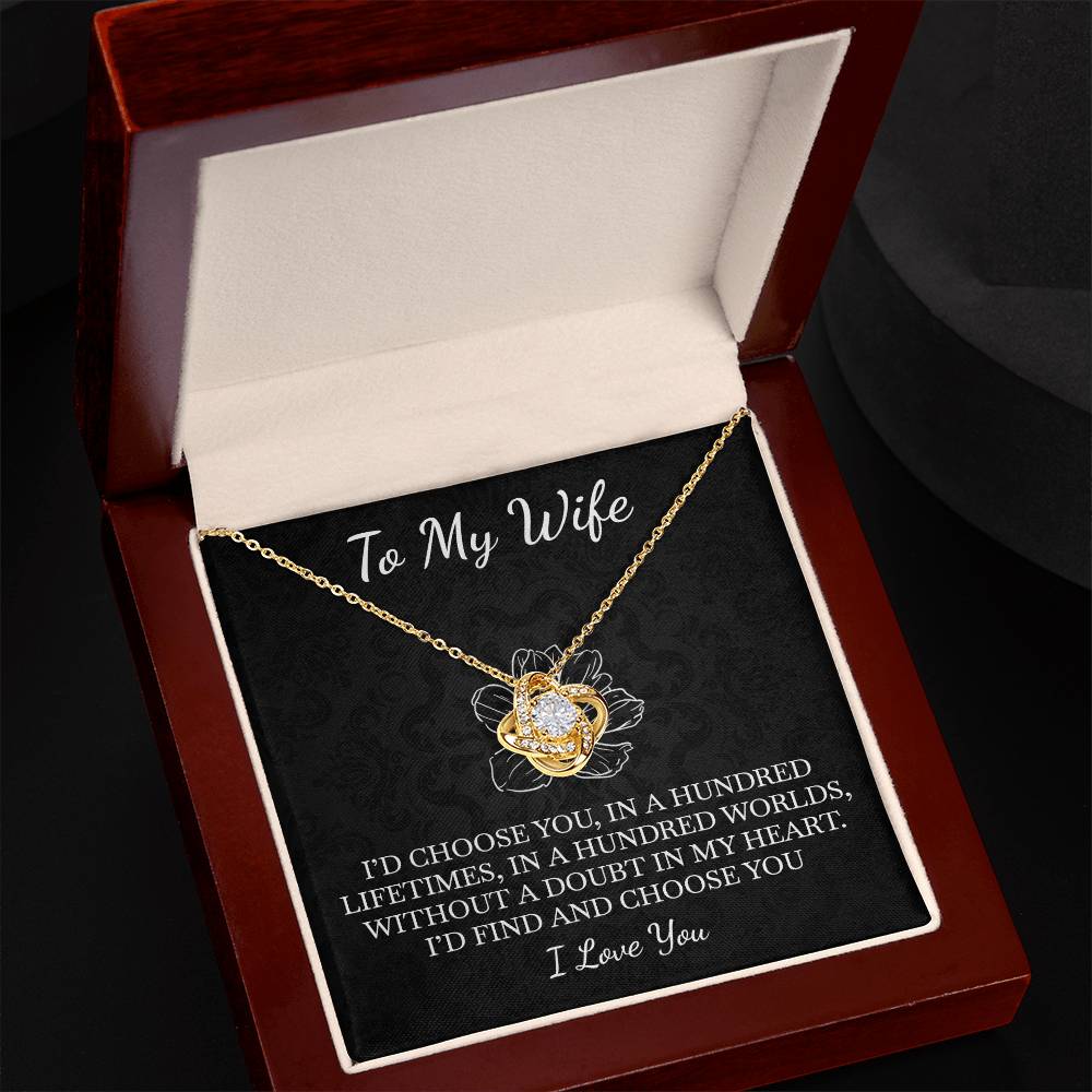 CARDWELRYJewelryPersonalized Gift To Wife, To Soulmate, To Darling Babe, I'd Choose You - Love Knot Cardwelry Necklace Gift