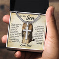 CARDWELRYJewelrySon Gift from Dad Personalized Card, To My Son Curb Cross Necklace Gift From Dad