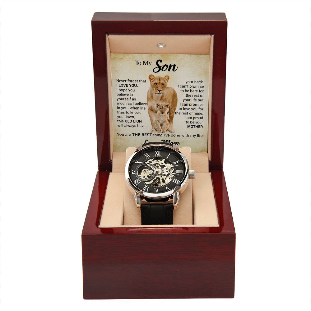 CardWelry Son Gift from Mom, Open Work Watch To My Son From Mom, Mother Son Gift Mom to Son Jewelry