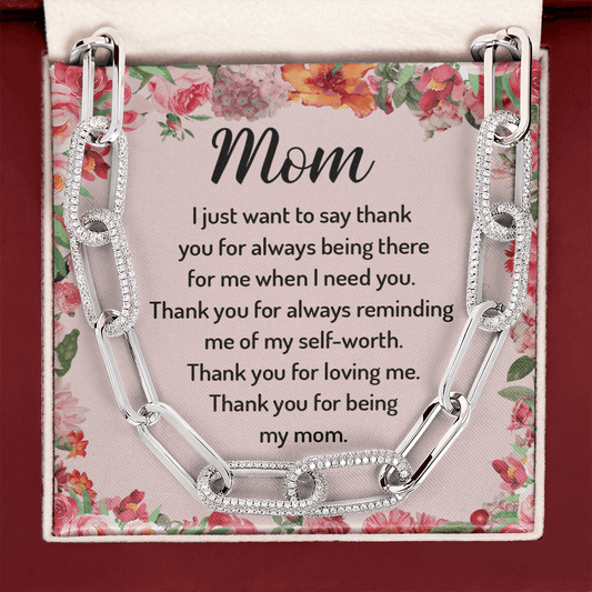 CardWelry Thank you for being Mom Forever Linked Necklace, Mother's Day gift Idea Jewelry