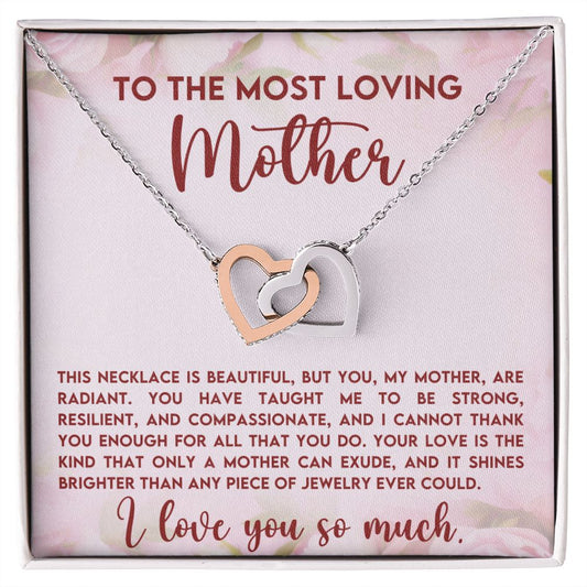 CARDWELRYJewelryTi The Most Loving Mother, This Necklace Inter Locking Heart CardWelry Gift