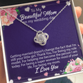 CardWelry To My Beautiful Mom on My Wedding Day Love Knot Necklace Gift From Bride to Mom Jewelry 14K White Gold Finish Standard Box