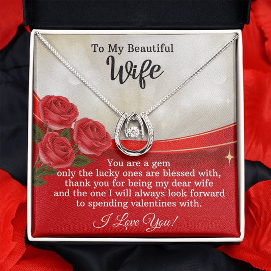 CardWelry To My Beautiful Wife, You are a gem only the lucky one are blessed with. Valentine Card Necklace Gift from Husband Jewelry