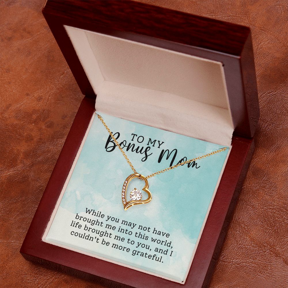 CARDWELRYJewelryTo My Bonus Mom, I Couldn't Be More Grateful, Forever Love Necklace