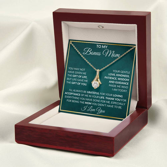 CARDWELRYJewelryTo My Bonus Mom, Life Give Me The Gift Of You Alluring Beauty CardWelry Gift