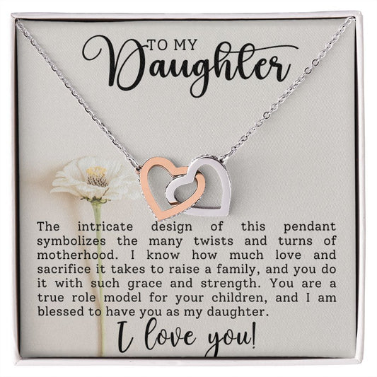 CARDWELRYJewelryTo My Daighter, I Am Blessed To Have You Inter Locking Heart CardWelry Gift