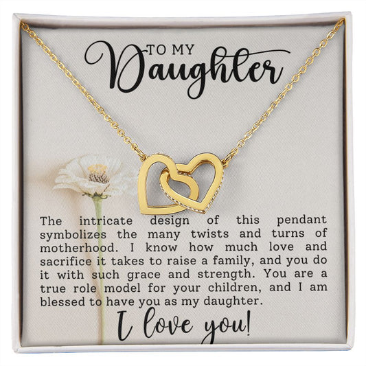 CARDWELRYJewelryTo My Daighter, I Am Blessed To Have You Inter Locking Heart CardWelry Gift