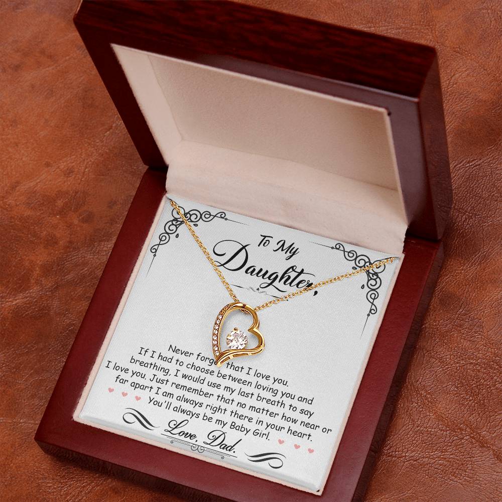 CARDWELRYJewelryTo My Daughter, I_m Always Right Here In Your Heart White Gold Forever Love Necklace