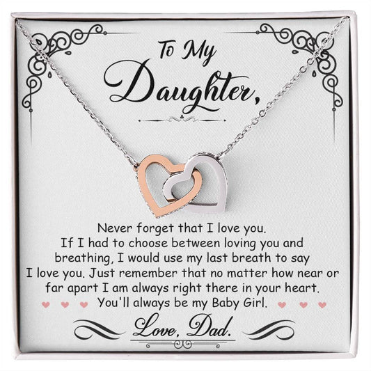 CARDWELRYJewelryTo My Daughter, I'm Always Right Here In Your Heart - Interlocking Hearts Necklace