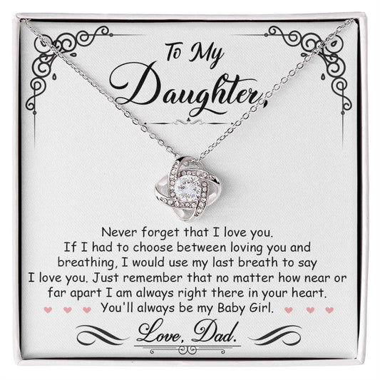 CARDWELRYJewelryTo My Daughter, I'm Always Right Here In Your Heart Love Knot Necklace Gift