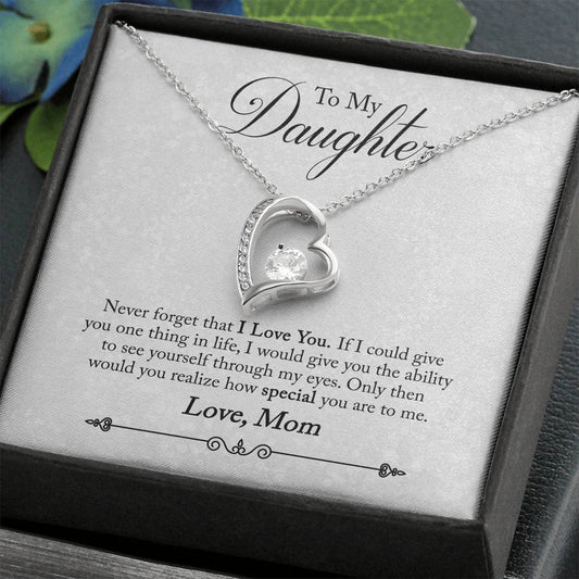 CardWelry To My Daughter Love Necklace Gift from Mom - Never forget that I Love You. Necklace for Daughter Gift from Mom Jewelry Standard Box