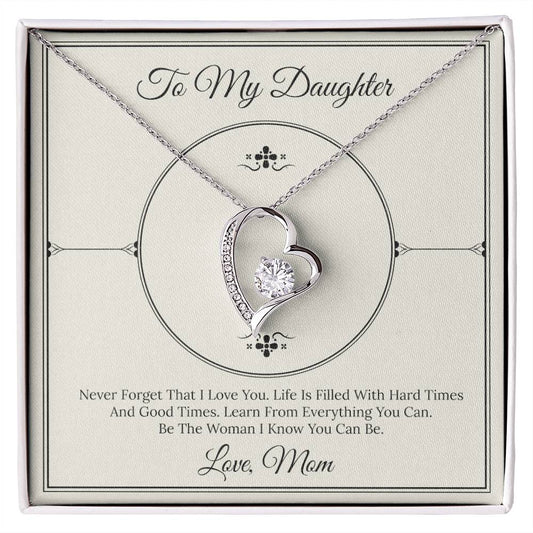 CARDWELRYJewelryTo My Daughter Nver Forget That I Love you White Gold Forever Love Necklace