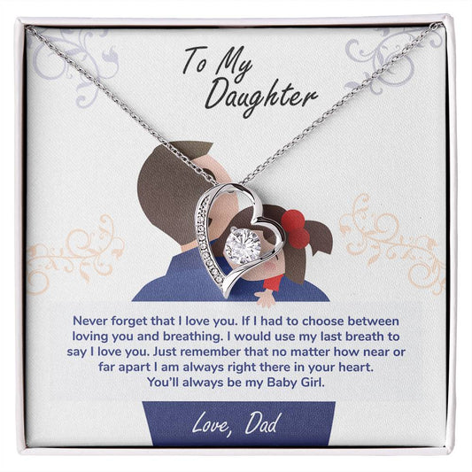 CARDWELRYJewelryTo My Daughter, You_ll Always Be My Baby Girl White Gold Forever Love Necklace