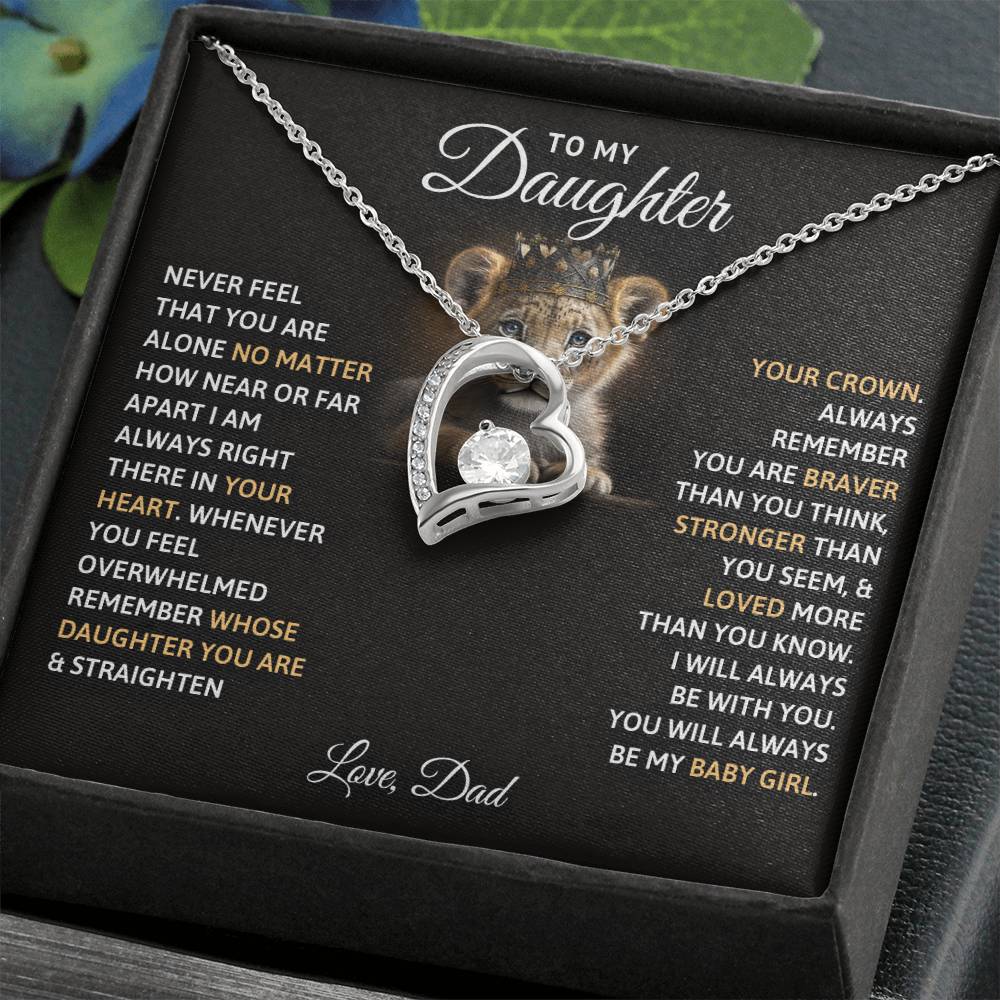 CARDWELRYJewelryTo My Daughter, You Will Always Be My Baby Girls White Gold Forever Love Necklace